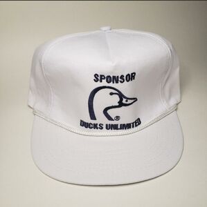 Rare Vintage White Ducks Unlimited Sponsor Cap/Hat